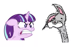 Size: 1953x1230 | Tagged: angry, bogs binny, comparison, derpibooru import, dolan, exploitable meme, meme, safe, starlight glimmer