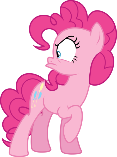 Size: 7477x10000 | Tagged: absurd resolution, artist:kysss90, derpibooru import, disapproval, frown, looking back, pinkie pie, raised hoof, safe, simple background, solo, the cutie map, transparent background, vector, when she doesn't smile