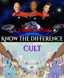 Size: 850x1038 | Tagged: benjamin sisko, communism, cult, cult of personality, derpibooru import, image macro, jean-luc picard, kathryn janeway, know the difference, meme, politics, safe, smug, smuglight glimmer, stalin glimmer, starlight glimmer, star trek, text, the cutie map