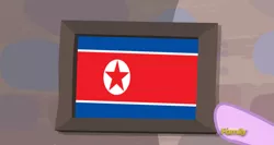 Size: 1277x679 | Tagged: derpibooru import, discovery family logo, edit, edited screencap, flag, north korea, north korean flag, safe, screencap, stalin glimmer, starlight glimmer, starlight's picture frame, the cutie map