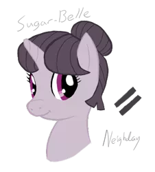 Size: 397x439 | Tagged: artist:neighday, cute, derpibooru import, equality, equal sign, head, looking at you, safe, simple background, smiling, sugar belle, the cutie map, transparent background