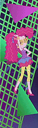 Size: 109x360 | Tagged: safe, derpibooru import, pinkie pie, equestria girls, friendship through the ages, animated, bare shoulders, dancing, high heels, new wave pinkie, sleeveless, strapless