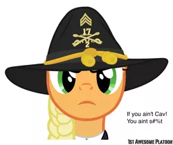 Size: 1890x1584 | Tagged: 1st awesome platoon, applejack, army, artist:ethanchang, cavalry, censored vulgarity, derpibooru import, military, military uniform, part of a set, safe, sergeant, us army, vulgar