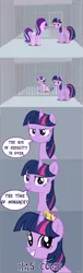 Size: 1493x4907 | Tagged: safe, artist:xebck, derpibooru import, starlight glimmer, twilight sparkle, twilight sparkle (alicorn), alicorn, pony, the cutie map, comic, faic, female, jail, mare, new crown, prison, starlight gets what's coming to her, twiface, tyrant sparkle, unfortunate implications