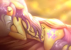 Size: 1748x1240 | Tagged: adorasexy, ambiguous facial structure, anthro, artist:lovepuma69, bed, blushing, breasts, busty fluttershy, casual nudity, cute, derpibooru import, eyes closed, female, floppy ears, flutterbutt, fluttershy, fluttershy sleeps naked, nudity, pegasus, prone, sexy, shyabetes, sleeping, sleeping in the nude, smiling, solo, solo female, suggestive
