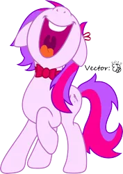 Size: 4000x5647 | Tagged: artist:darknisfan1995, bowtie, cute, derpibooru import, floppy ears, happy, nose in the air, oc, oc:silent song, open mouth, raised hoof, safe, simple background, smiling, solo, transparent background, unofficial characters only, uvula, vector