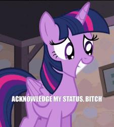Size: 600x666 | Tagged: safe, derpibooru import, edit, screencap, twilight sparkle, twilight sparkle (alicorn), alicorn, pony, the cutie map, animated, behaving like a bird, cute, embarrassed, feather ruffle, female, gif, grin, hnnng, image macro, mare, meme, nervous, ruffling wings, smiling, solo, squee, twiabetes, twitch, vulgar, weapons-grade cute