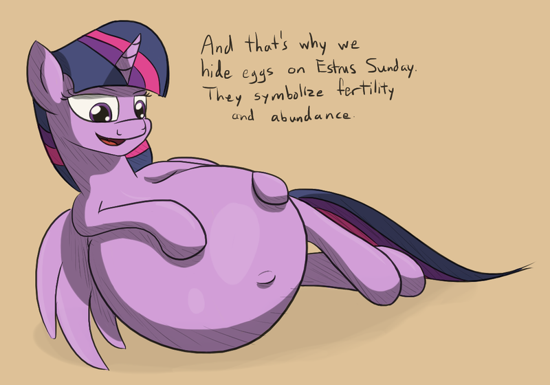 Size: 1153x807 | Tagged: questionable, artist:variant, derpibooru import, twilight sparkle, twilight sparkle (alicorn), oc, oc:anon, alicorn, human, pony, belly, belly button, dialogue, female, fetish, hyper, hyper pregnancy, mare, ponies eating humans, pregnant, simple background, twipred, unbirthing, vore