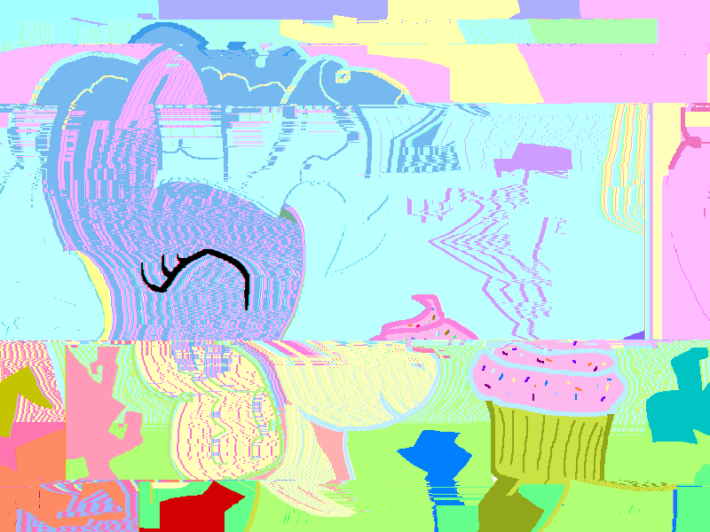 Size: 800x600 | Tagged: safe, artist:gallifreyanequine, derpibooru import, pinkie pie, cupcake, glitch