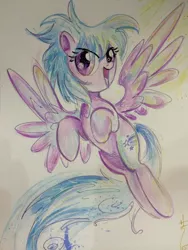 Size: 600x800 | Tagged: safe, artist:sararichard, derpibooru import, cloudchaser, pegasus, pony, solo, traditional art