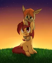 Size: 1000x1200 | Tagged: safe, artist:maplesunrise, derpibooru import, oc, oc:fira redhoof, unofficial characters only, cat, pony, unicorn, happy, piggyback ride, smiling