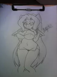 Size: 1200x1600 | Tagged: anthro, artist:comet0ne, belly button, big breasts, boob window, breasts, busty fluttershy, cheongsam, cleavage, clothes, curvy, derpibooru import, female, fluttershy, looking at you, pencil drawing, see-through, solo, solo female, suggestive, traditional art, vacuum sealed clothing