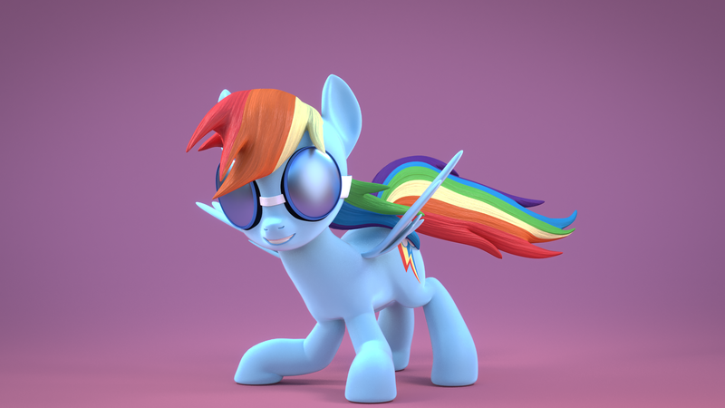 Size: 1920x1080 | Tagged: dead source, safe, alternate version, artist:3d thread, artist:creatorofpony, derpibooru import, rainbow dash, pegasus, pony, /mlp/, 3d, 3d model, blender, female, goggles, mare, simple background, solo, wallpaper, wonderbolts