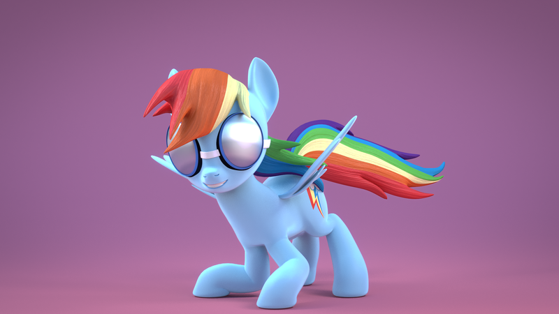 Size: 1920x1080 | Tagged: dead source, safe, alternate version, artist:3d thread, artist:creatorofpony, derpibooru import, rainbow dash, pegasus, pony, /mlp/, 3d, 3d model, blender, female, goggles, mare, solo, wallpaper, wonderbolts