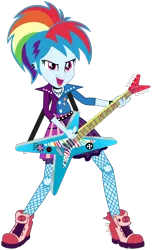 Size: 1080x1780 | Tagged: safe, artist:poniiandii, derpibooru import, rainbow dash, equestria girls, friendship through the ages, rainbow rocks, 80s, alternate hairstyle, ear piercing, electric guitar, female, guitar, guitar pick, jewelry, musical instrument, necklace, piercing, rainbow punk, simple background, solo, svg, transparent background, vector
