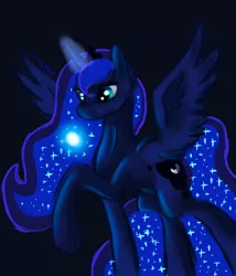 Size: 3000x3500 | Tagged: artist:vincher, derpibooru import, magic, princess luna, raised hoof, safe, solo, spread wings