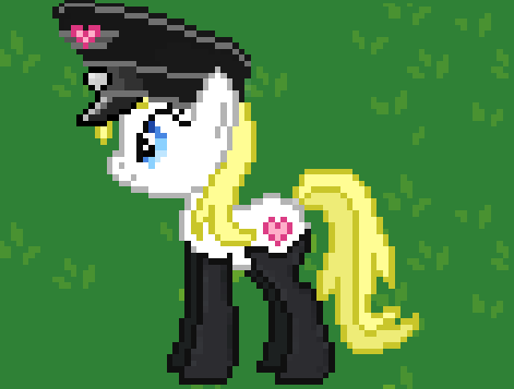 Size: 471x357 | Tagged: safe, artist:anonymous, derpibooru import, oc, oc:aryanne, unofficial characters only, earth pony, pony, boots, female, hat, heart, image, pixel art, png, solo, standing