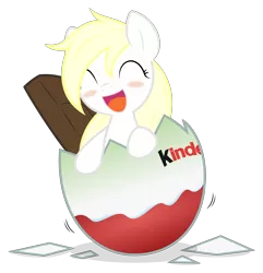 Size: 3000x3112 | Tagged: artist:aryanne, artist:vectorfag, aryanbetes, chocolate bar, chocolate egg, commercial, cute, derpibooru import, egg, egg shells, female, filly, germany, happy, kinder egg, oc, oc:aryanne, safe, simple background, solo, toy, transparent background, unofficial characters only, vector, vectorfied