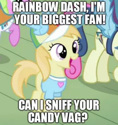 Size: 522x550 | Tagged: bon bon, candy vag, caption, daisy, derpibooru import, edit, edited screencap, flower wishes, image macro, implied foalcon, meme, noi, screencap, suggestive, sweetie drops