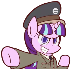 Size: 1280x1252 | Tagged: artist:sheandog, clothes, derpibooru import, hat, safe, simple background, solo, stalin glimmer, starlight glimmer, starlight himmler, the cutie map, transparent background