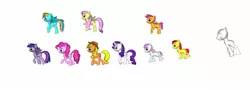 Size: 1461x528 | Tagged: safe, derpibooru import, apple bloom, applejack, fluttershy, pinkie pie, rainbow dash, rarity, scootaloo, sweetie belle, twilight sparkle, twilight sparkle (alicorn), oc, oc:anonymous, alicorn, pony, 3d, 3d pony creator, cutie mark crusaders, female, mane six, mare