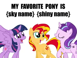 Size: 800x600 | Tagged: safe, derpibooru import, starlight glimmer, sunset shimmer, twilight sparkle, twilight sparkle (alicorn), alicorn, pony, the cutie map, counterparts, female, magical trio, mare, names, similarities, stellar similarities, twilight's counterparts