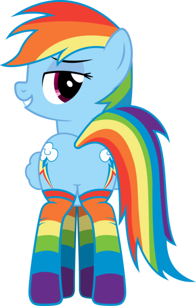 Size: 5909x9239 | Tagged: absurd resolution, artist:mrcabezon, bedroom eyes, clothes, derpibooru import, featureless crotch, female, plot, rainbow dash, rainbow socks, show accurate, simple background, socks, solo, solo female, striped socks, suggestive, transparent background, vector