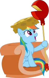 Size: 6000x9564 | Tagged: safe, artist:dasprid, derpibooru import, rainbow dash, pegasus, pony, .svg available, absurd resolution, cheese, cheese hat, cheese scepter, cute, dashabetes, female, hat, hoof hold, looking up, mare, open mouth, simple background, sitting, smiling, solo, throne, transparent background, vector, wisconsin