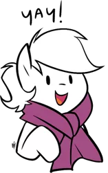 Size: 313x500 | Tagged: safe, artist:egophiliac, derpibooru import, double diamond, the cutie map, clothes, cute, double dawwmond, happy, reaction image, scarf, solo, yay
