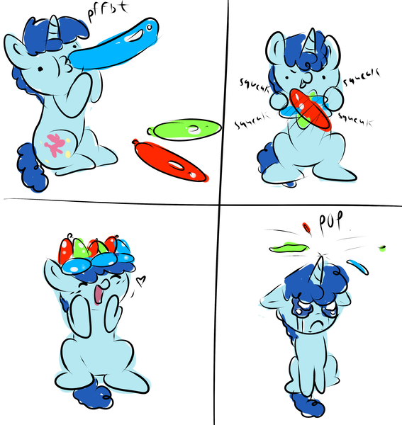 Size: 3795x4018 | Tagged: safe, artist:wickedsilly, derpibooru import, party favor, pony, unicorn, bad end, balloon, blowing up balloons, chibi, comic, crown, crying, cute, death of brian the balloon, emotional warfare, favorbetes, floppy ears, hilarious in hindsight, male, sad, sadorable, simple background, sketch, solo, stallion, unicorn problems, white background, woobie