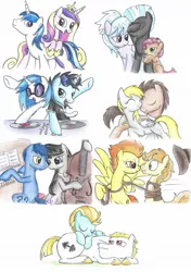 Size: 1024x1457 | Tagged: safe, artist:islamilenaria, derpibooru import, babs seed, blues, braeburn, bulk biceps, cloudchaser, derpy hooves, doctor whooves, lightning dust, neon lights, noteworthy, octavia melody, princess cadance, rising star, shining armor, spitfire, thunderlane, time turner, vinyl scratch, pegasus, pony, cello, crack shipping, doctorderpy, facehoof, female, femdom, image, jpeg, lasso, lightningbulk, male, mare, musical instrument, notetavia, nuzzling, rope, scrunchy face, shiningcadance, shipping, sleeping, spitburn, straight, thunderchaser, tied up, traditional art, vinylights