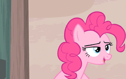 Size: 430x270 | Tagged: safe, derpibooru import, screencap, pinkie pie, the cutie map, animated, excited, happy, our town, pinkie being pinkie, raised hoof, talking