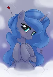 Size: 830x1200 | Tagged: safe, artist:joakaha, derpibooru import, princess luna, alicorn, pony, blushing, cute, female, heart, looking at you, lunabetes, mare, smiling, solo