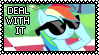 Size: 99x55 | Tagged: artist:kevfin, deal with it, derpibooru import, deviantart stamp, rainbow dash, safe, solo, sunglasses