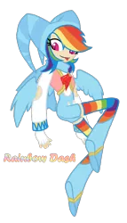 Size: 1051x1833 | Tagged: artist:jaquelindreamz, clothes, crossover, derpibooru import, nights, nights into dreams, rainbow dash, rainbow socks, safe, socks, striped socks