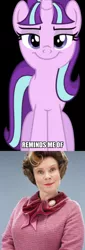 Size: 1494x4403 | Tagged: comparison, derpibooru import, dolores umbridge, harry potter, safe, smug, smuglight glimmer, starlight glimmer, the cutie map