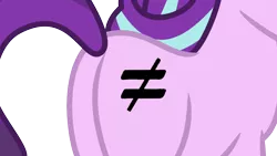 Size: 1024x576 | Tagged: safe, artist:sapphire-beauty0, derpibooru import, edit, starlight glimmer, pony, unicorn, the cutie map, cutie mark, does not equal, equal cutie mark, female, glimmer glutes, inequality, inequality sign, mare, plot, s5 starlight, simple background, transparent background