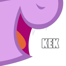 Size: 612x612 | Tagged: safe, derpibooru import, edit, twilight sparkle, pony, caption, close-up, fangs, image macro, kek, meme, mouth, nose, nostrils, open mouth, smiling, solo, teeth, tongue out, tooth