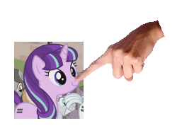 Size: 760x570 | Tagged: safe, derpibooru import, double diamond, starlight glimmer, pony, unicorn, the cutie map, animated, blinking, boop, boop edit, cute, equal cutie mark, female, gif, glimmerbetes, hand, mare, nuzzling, smiling