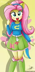 Size: 645x1321 | Tagged: safe, artist:the-butch-x, derpibooru import, fluttershy, equestria girls, beautiful, beautiful x, clothes, cute, looking at you, shyabetes, skirt, smiling, solo, sweater, sweatershy, wondercolt ears, wondercolts