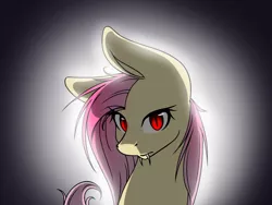 Size: 800x600 | Tagged: artist:kshame, cute, derpibooru import, fangs, flutterbat, fluttershy, frown, looking at you, messy mane, portrait, safe, slit eyes, solo