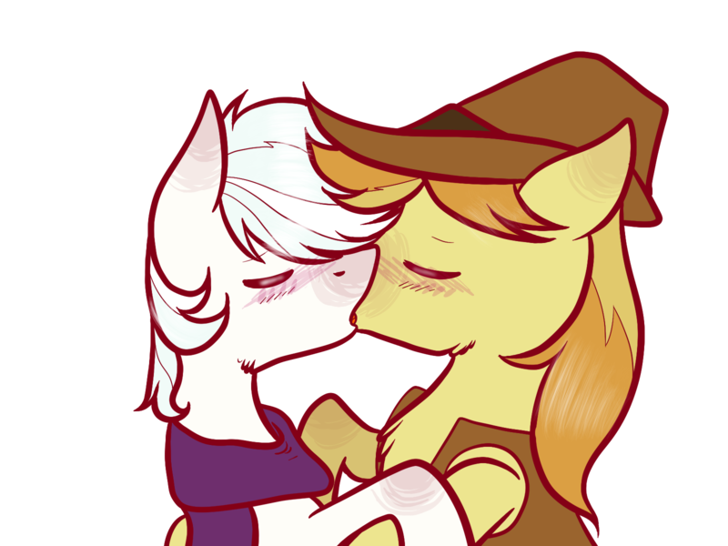 Size: 1600x1200 | Tagged: artist:suenden-hund, blushing, braeburn, braediamond, derpibooru import, double diamond, gay, kissing, male, safe, shipping