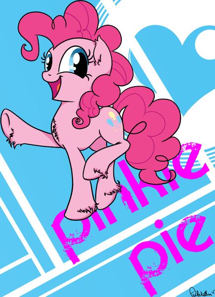 Size: 1890x2598 | Tagged: artist:mercyantebellum, chest fluff, derpibooru import, ear fluff, pinkie pie, raised hoof, safe, solo, unshorn fetlocks