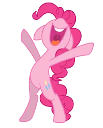 Size: 3500x4330 | Tagged: safe, artist:estories, derpibooru import, pinkie pie, pony, a friend in deed, bipedal, missing nostrils, nose in the air, open mouth, simple background, smile smile smile, smile song, solo, transparent background, vector, x pose