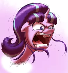 Size: 931x1001 | Tagged: safe, artist:ceehoff, derpibooru import, starlight glimmer, pony, unicorn, the cutie map, angry, female, floppy ears, mare, open mouth, portrait, quiet, ragelight glimmer, scene interpretation, screaming, solo