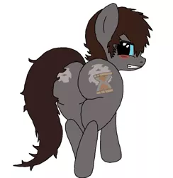Size: 441x451 | Tagged: artist:thepianistmare, blushing, butt blush, buttcheeks, cutie mark, derpibooru import, discorded, discord whooves, doctor whooves, edit, female, hourglass, large butt, looking at you, looking back, plump, rule 63, solo, solo female, suggestive, sultry pose, the ass was fat, time turner