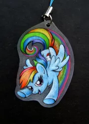 Size: 700x973 | Tagged: artist:sirkittenpaws, auction, backwards cutie mark, charm, craft, derpibooru import, phone charm, photo, plastic, rainbow dash, safe, shrinky dinks, solo