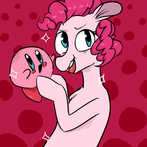 Size: 2000x2000 | Tagged: artist:caseytatum, crossover, derpibooru import, kirby, kirby (character), kirby pie, pinkie pie, safe, too much pink energy is dangerous, wtf, xk-class end-of-the-world scenario