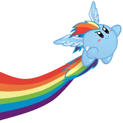 Size: 652x650 | Tagged: artist:jrk08004, crossover, derpibooru import, flying, kirby, kirby (character), kirby dash, kirbyfied, rainbow dash, rainbow trail, safe, solo, species swap