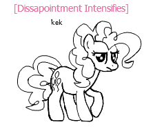 Size: 209x184 | Tagged: artist:hattsy, derpibooru import, disappointed, flockmod, kek, looking at you, meme, monochrome, pinkie pie, safe, x intensifies